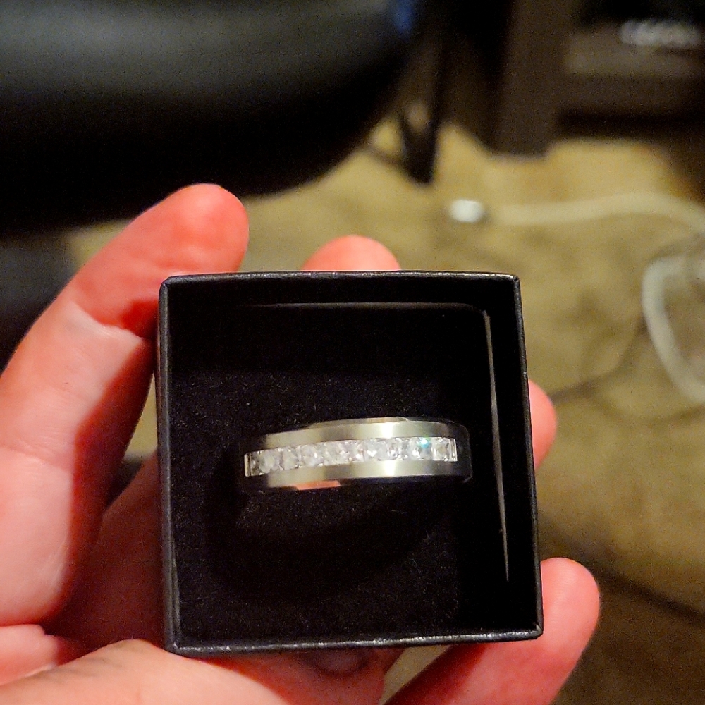 MEN'S DIAMOND CHANNEL SET RING WEDDING BAND 14K WHITE GOLD (0.49CT)